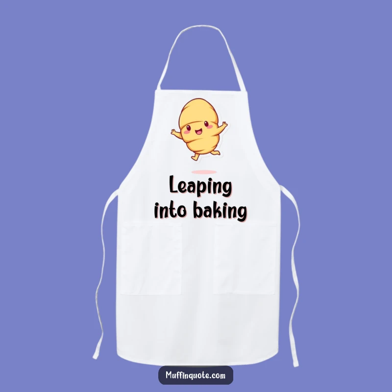 Funny Croissant Leap Apron - Cheerful Pastry Character Kitchen Gift