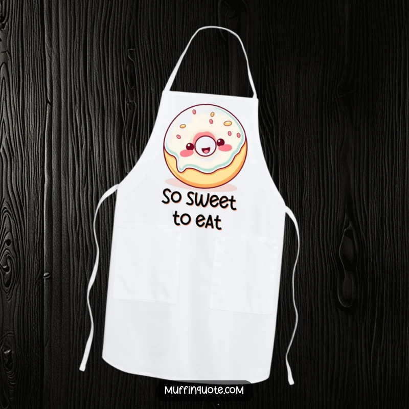 Funny Apron: A wobbly jelly donut character happily bakes, ready to assist in the kitchen.