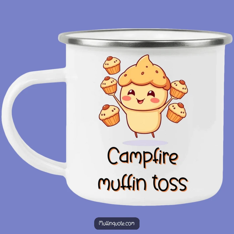 Funny Muffin Juggling Camping Mug: Sweet Sips Outdoors, a Hilarious Gift