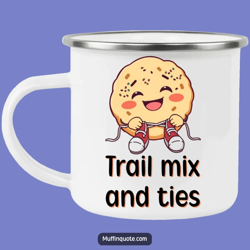 Funny Cookie Shoelace Camping Mug: Adventures Fueled By Sweet Laughter!