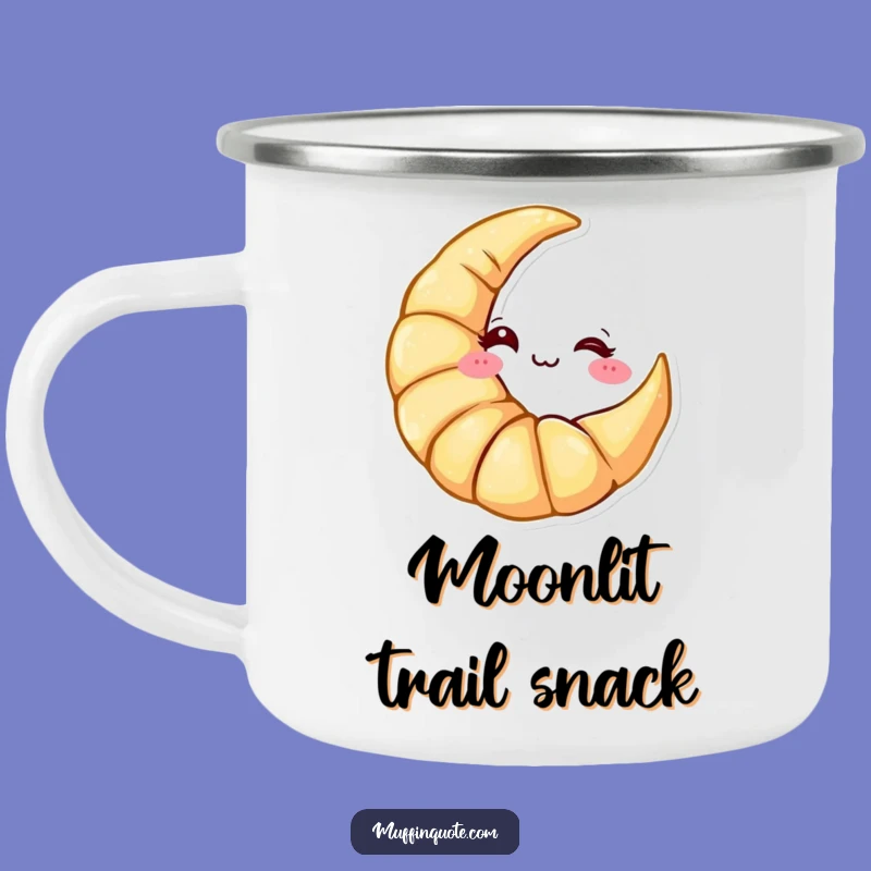 Funny Croissant Moon Camping Mug: Breakfast Adventures, Perfect Gift for Campers