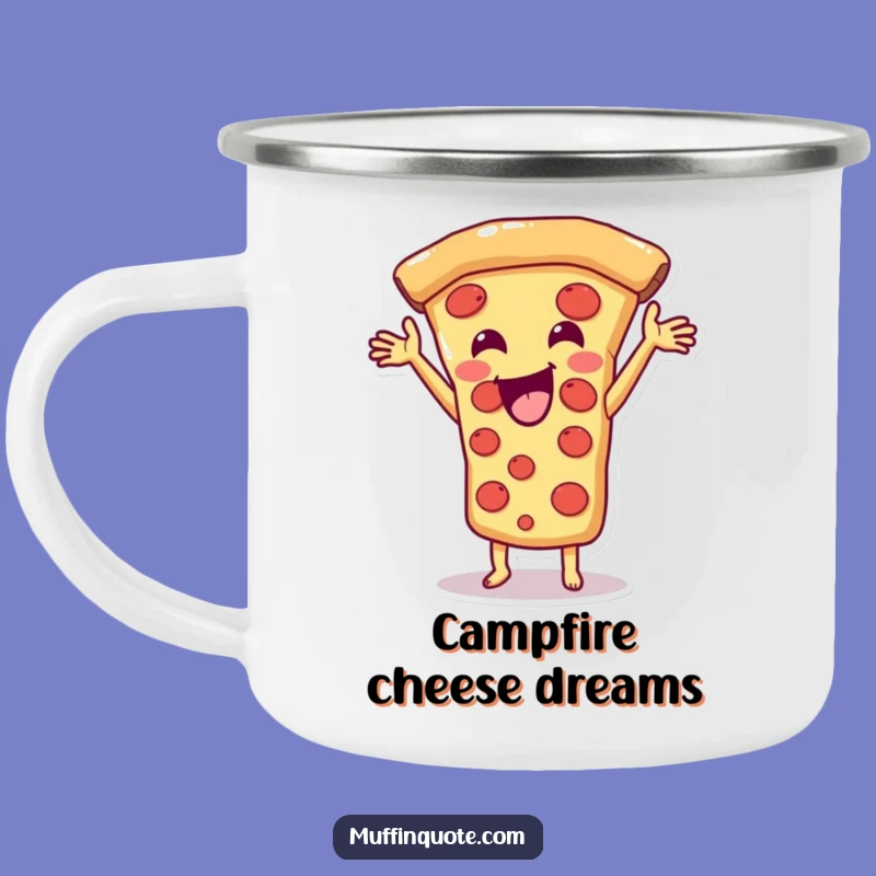 Funny Pizza Slice Camping Mug: Cheesy Stretch Adventure, Great Funny Gift for Outdoors