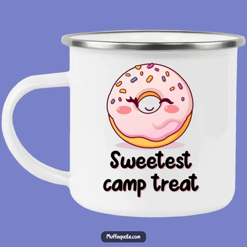 Funny Winking Donut Camping Mug: Sweet Adventures with Playful Sprinkles & Warm Drinks