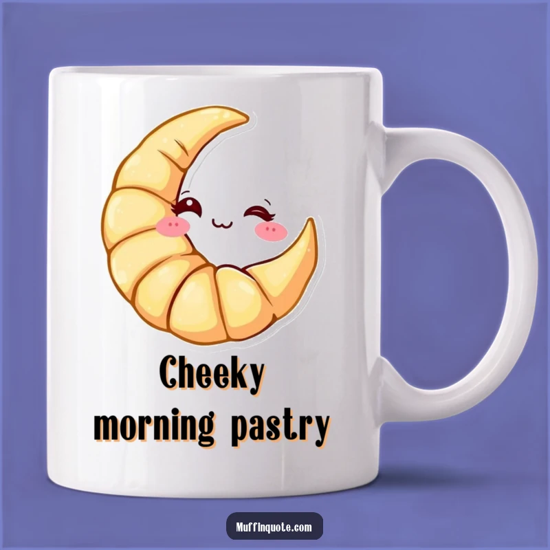 Funny Croissant Moon Mug: Cheeky Pastry Vibes, Perfect Gift for Breakfast Lovers