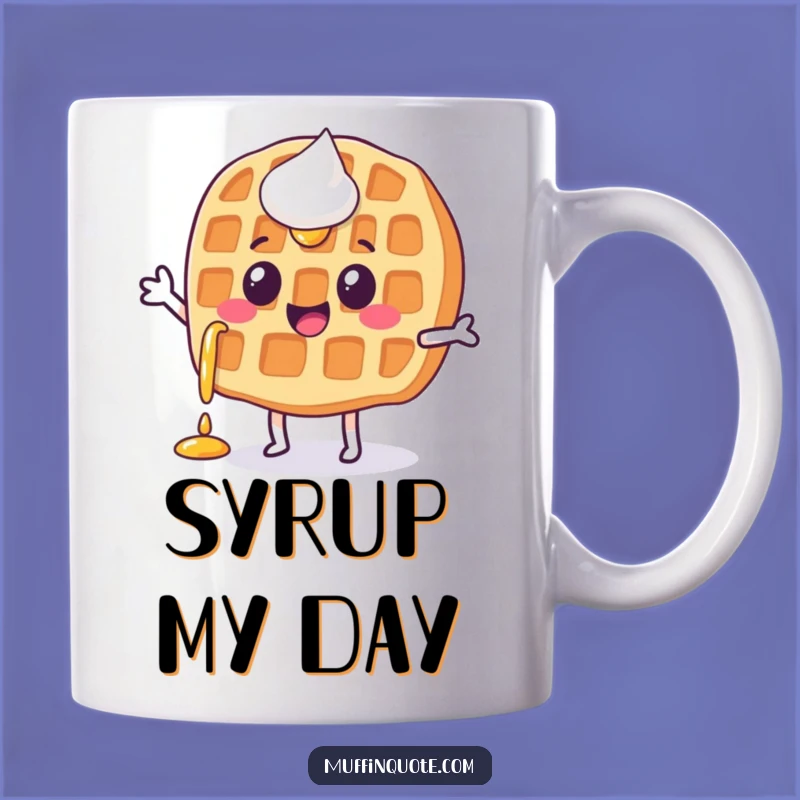 Funny Waffle Jigging Mug - Syrupy Happy Character Gift Idea