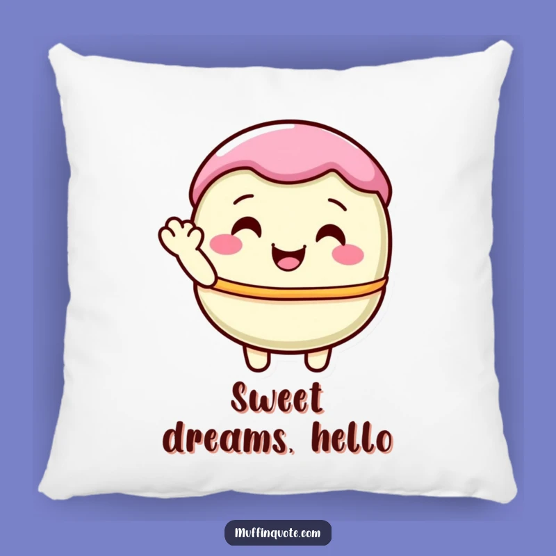 Funny Macaron Waving Pillow - Cozy Pastel Character Accent