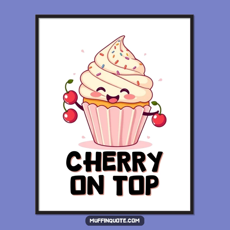 Funny Cupcake Juggling Digital Art - Cherry Character Print Gift