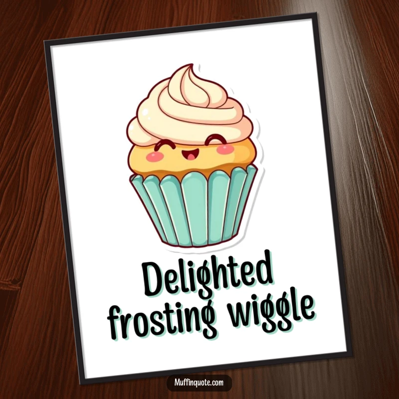 Funny Digital Art: Smiling cupcake character wiggling its frosting, perfect for sweet decor and as a funny gift.