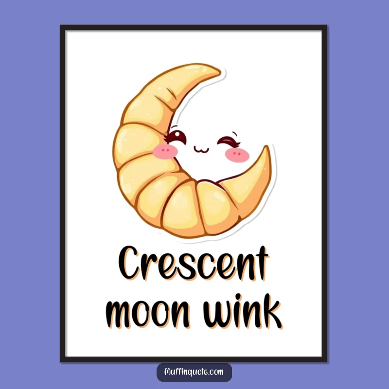 Funny Croissant Moon Digital Art: Instant Pastry Charm, Perfect Gift for Decor