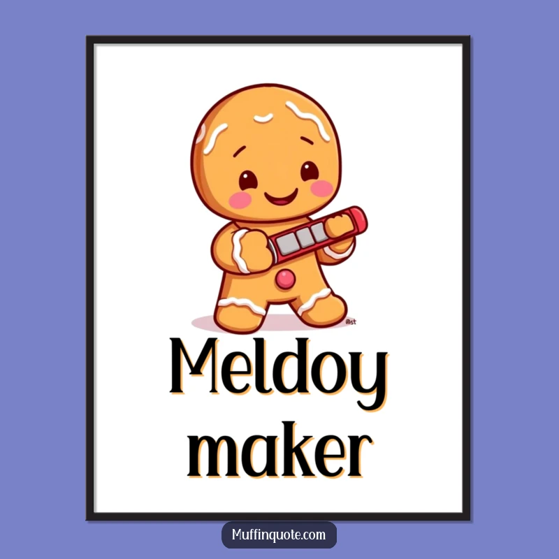 Funny Gingerbread Harmonica Digital Print: Instant Cheerful Art for Festive Homes