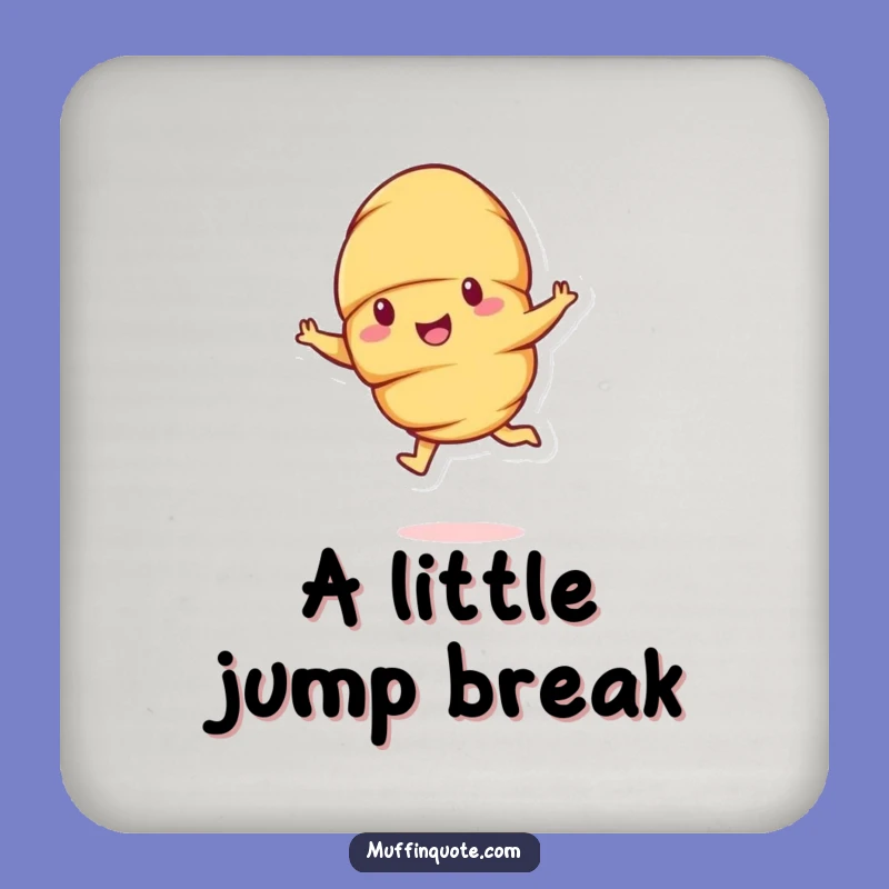 Funny Croissant Leap Drink Coaster - Cheerful Pastry Surface Protection Gift