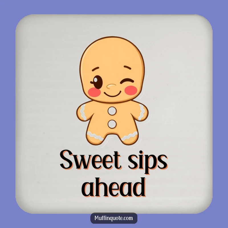 Funny Gingerbread Man Wink Drink Coaster Set: Protect Surfaces with Cheeky Holiday Charm