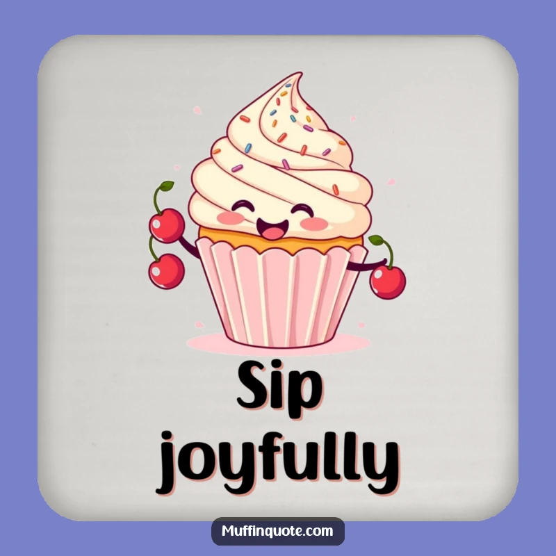 Funny Cupcake Juggling Coaster - Cherry Character Drink Protector Gift