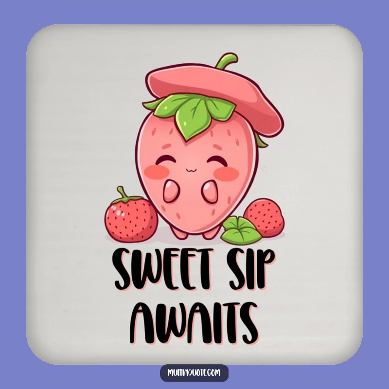 Funny Strawberry Shy Coaster: Blushing Protection, Charming Funny Gift for Drink Lovers