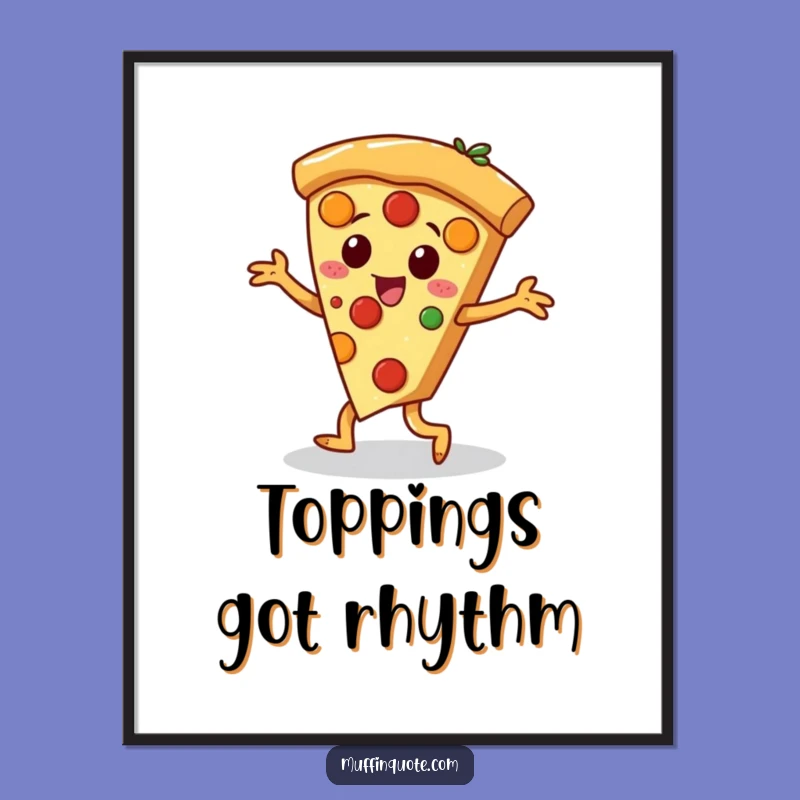 Funny Pizza Jig Poster - Dancing Slice Character Foodie Art Gift