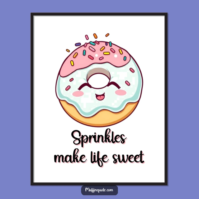 Funny Giggling Donut Poster - Hilarious Sprinkle Character Wall Art