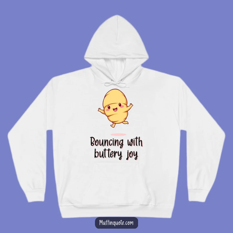 Funny Croissant Leap Hoodie - Cozy Pastry Character Comfort Gift