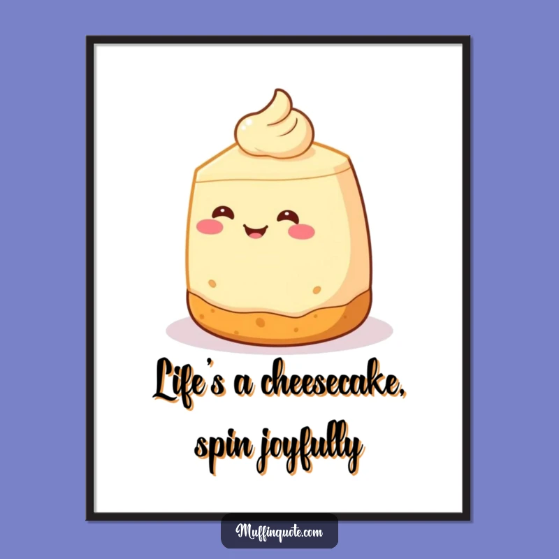 Free Printable Wall Art: Smiling Spinning Cheesecake Funny Downloadable Decor