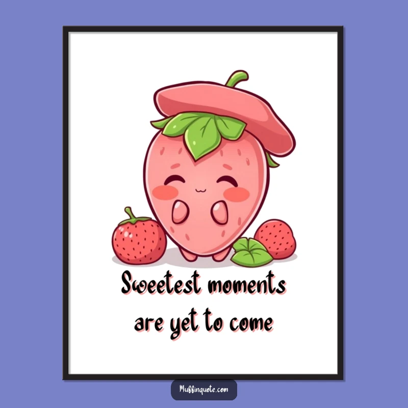 Funny Free Printable Wall Art: Shy Strawberry Hide and Seek, Quirky Downloadable Decor