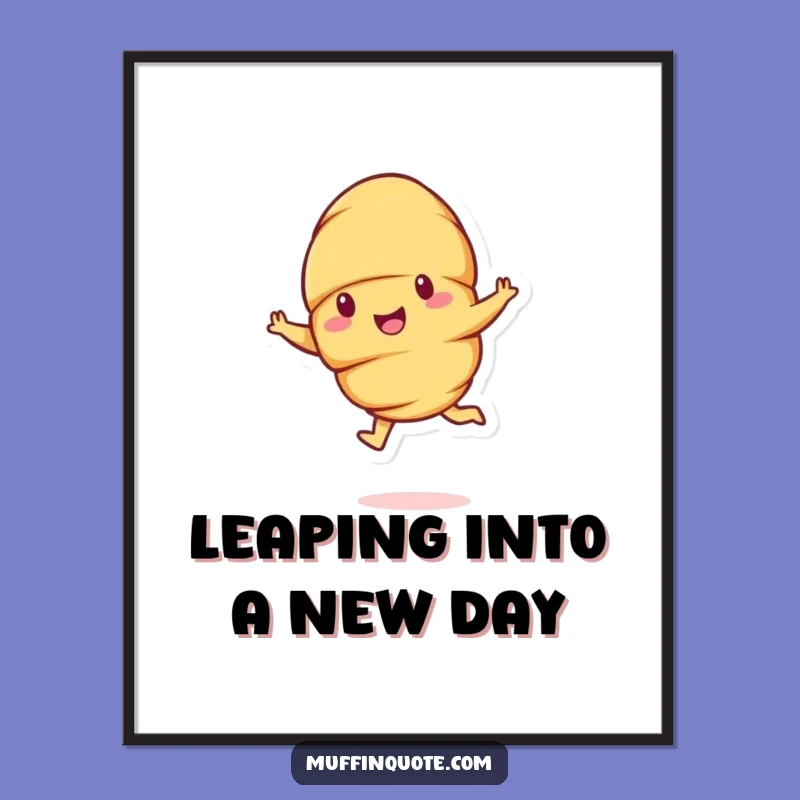 Free Printable Croissant Jump Art - Funny Downloadable Home Decor