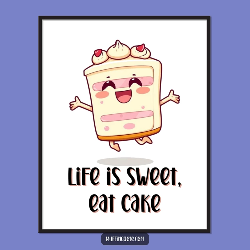 Free Printable Wall Art: Joyful Cake Leap - Funny Downloadable Art
