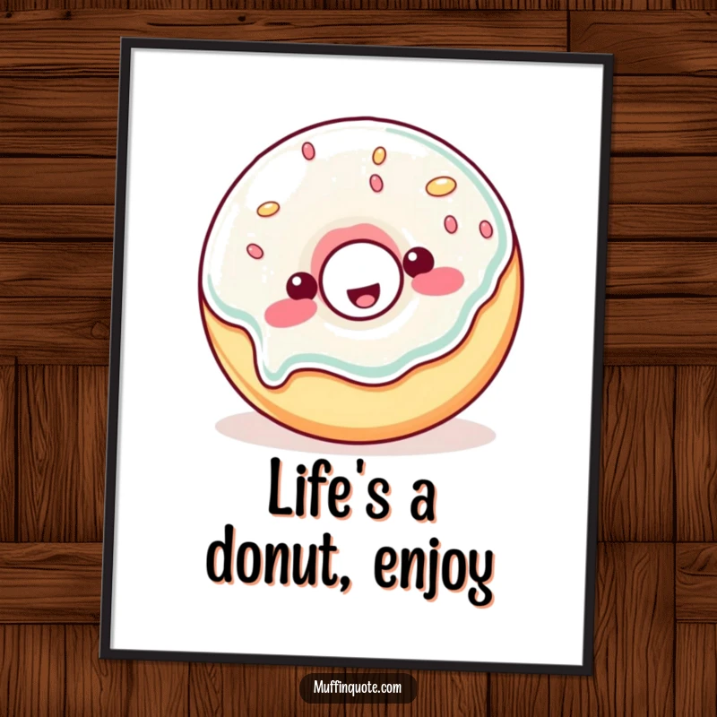 Funny Free Printable Wall Art: A happy jelly donut character wobbling uncontrollably, bringing sweet, sugary humor.