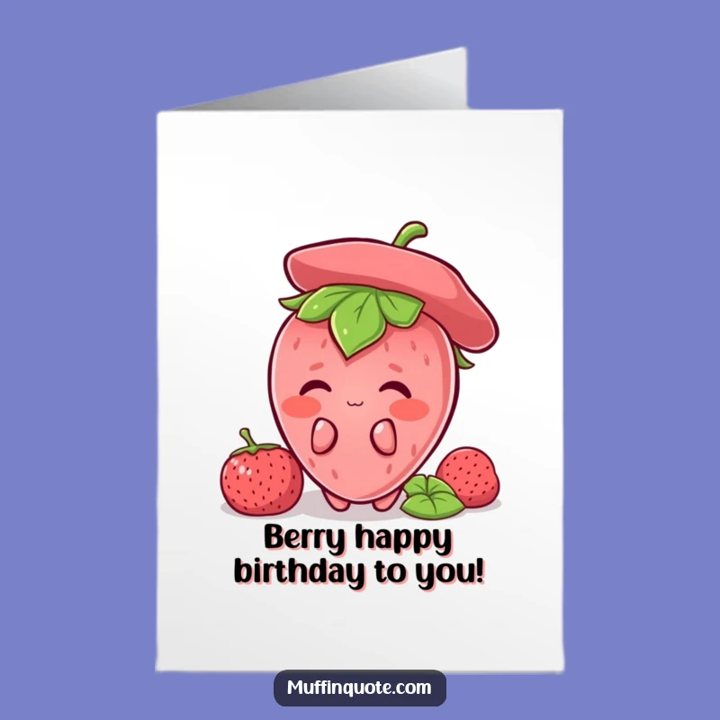 Free Printable Birthday Card: Shy Strawberry Surprise, Sweet Funny Downloadable Gift