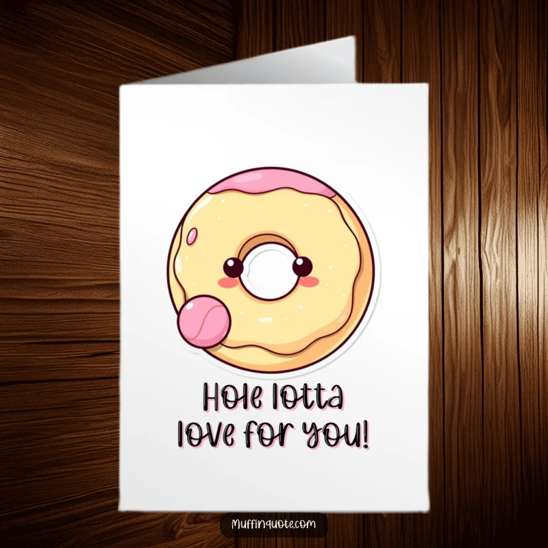 Funny Free Printable Donut Birthday Card featuring a cheerful donut character with a hole, happily bouncing a ball, ready for celebration.