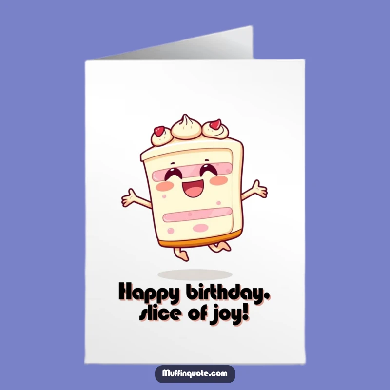 Free Printable Birthday Card: Joyful Cake Leap - Funny Downloadable Gift