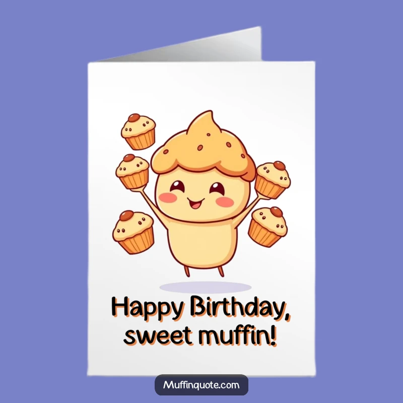 Free Printable Birthday Card: Juggling Muffin, Fun Downloadable Gift