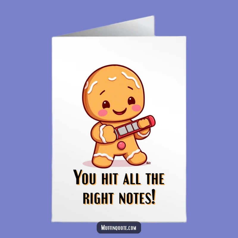 Free Printable Congrats Card: Gingerbread Man Harmonica Musician Funny Downloadable Gift