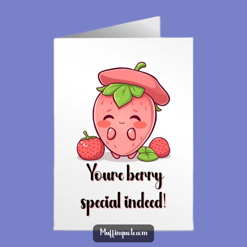 Free Printable Congrats Card: Shy Strawberry Cheers, Sweet Funny Downloadable Gift