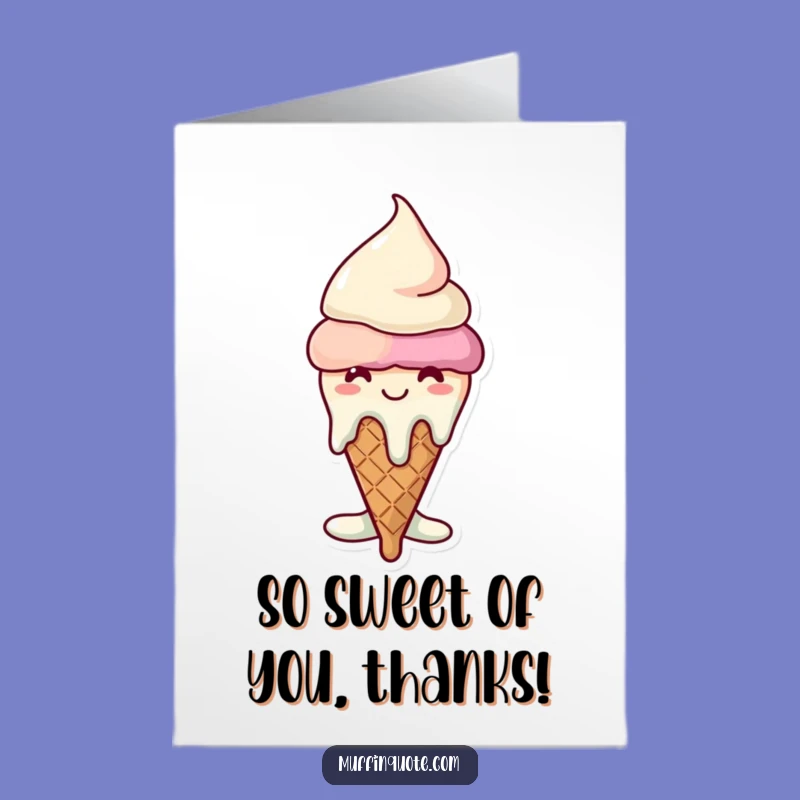 Free Printable Thank You Card: Melting Ice Cream Cone - So Sweet!