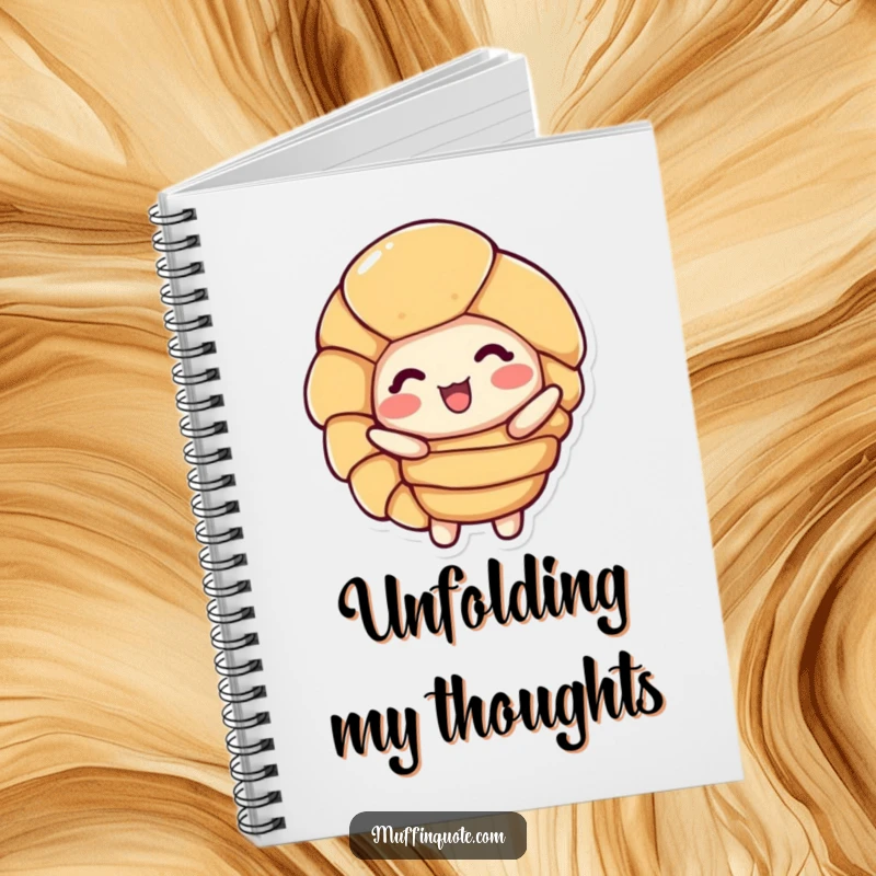 Funny Notebook: A delighted croissant character unfurls its layers, inspiring creative writing.