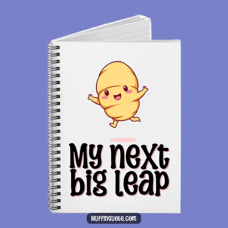 Funny Croissant Leap Notebook - Cheerful Pastry Character Journal Gift