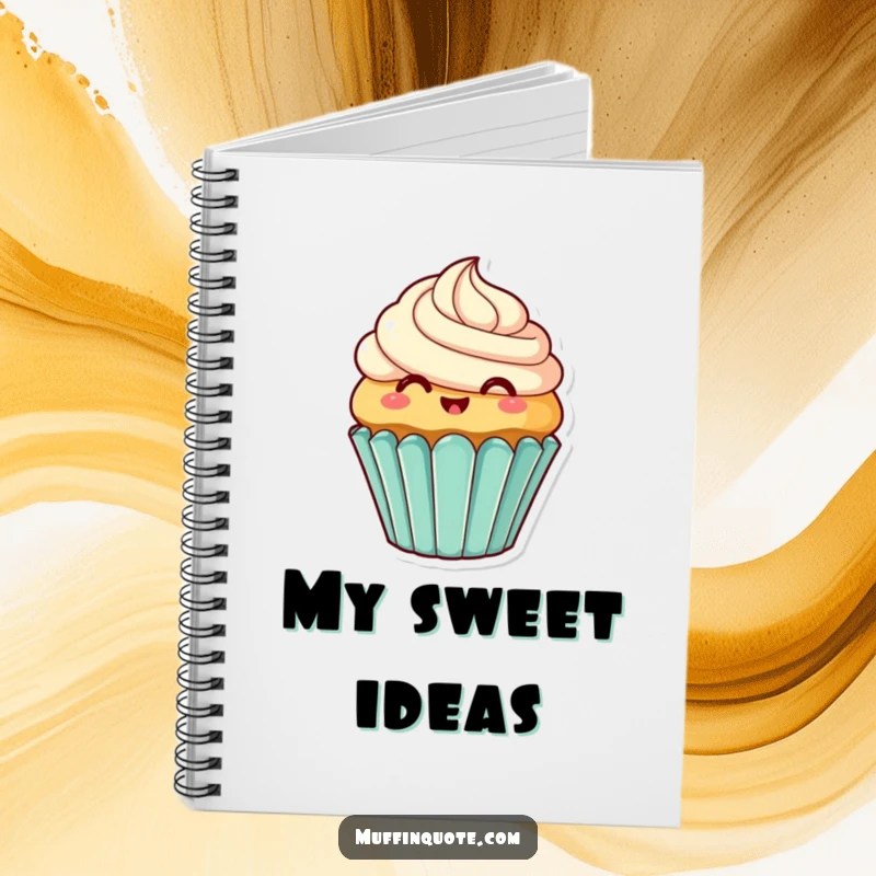 Funny Notebook: Smiling cupcake character wiggling its frosting, perfect for journaling and as a sweet funny gift.