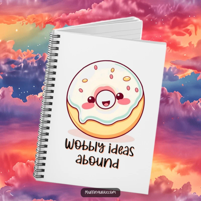 Funny Notebook: A wobbly jelly donut character happily wobbles, inspiring sweet note-taking.