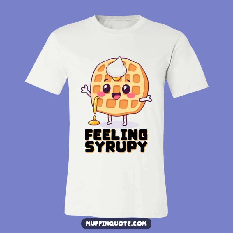 Funny Waffle Jigging T-Shirt - Happy Syrup Character Apparel Gift