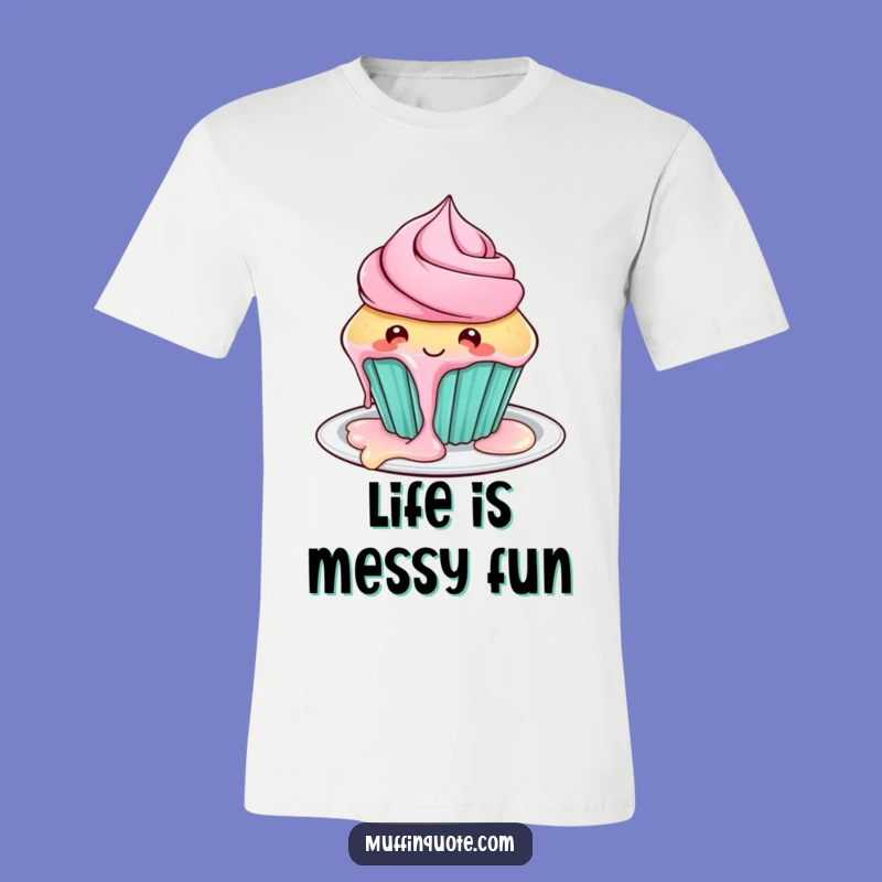 Funny Playful Cupcake T-Shirt - Hilarious Frosting Dripping Tee