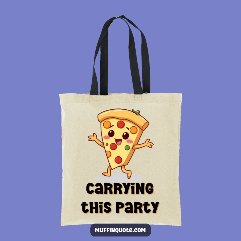 Funny Pizza Jig Tote Bag - Dancing Slice Character Carryall Gift